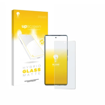 Parte frontale di una confezione del prodotto con il logo del marchio upscreen. Accanto è raffigurato il dispositivo HTC U24 P