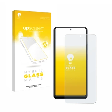 Parte frontale di una confezione del prodotto con il logo del marchio upscreen. Accanto è raffigurato il dispositivo realme 12