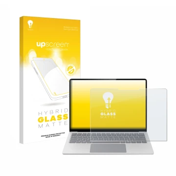 Parte frontale di una confezione del prodotto con il logo del marchio upscreen. Accanto è raffigurato il dispositivo Microsoft