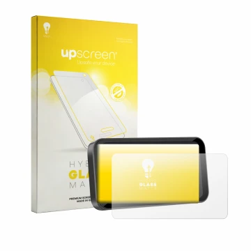 Parte frontale di una confezione del prodotto con il logo del marchio upscreen. Accanto è raffigurato il dispositivo Carpuride