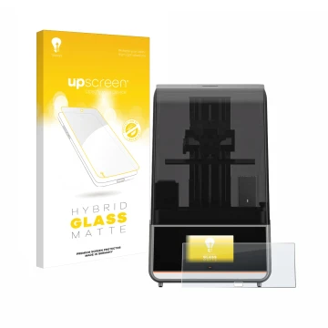 Parte frontale di una confezione del prodotto con il logo del marchio upscreen. Accanto è raffigurato il dispositivo Anycubic 