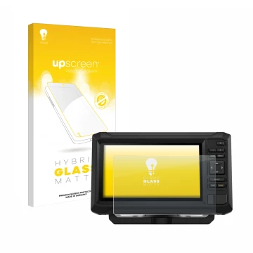 Parte frontale di una confezione del prodotto con il logo del marchio upscreen. Accanto è raffigurato il dispositivo Garmin EC
