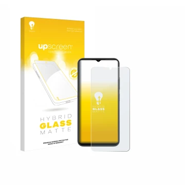 Parte frontale di una confezione del prodotto con il logo del marchio upscreen. Accanto è raffigurato il dispositivo ZTE Blade