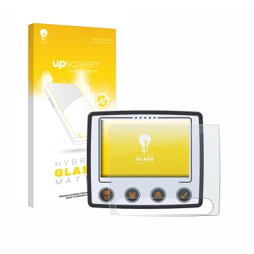 Parte frontale di una confezione del prodotto con il logo del marchio upscreen. Accanto è raffigurato il dispositivo Skytraxx 