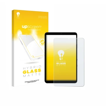 Parte frontale di una confezione del prodotto con il logo del marchio upscreen. Accanto è raffigurato il dispositivo Alldocube