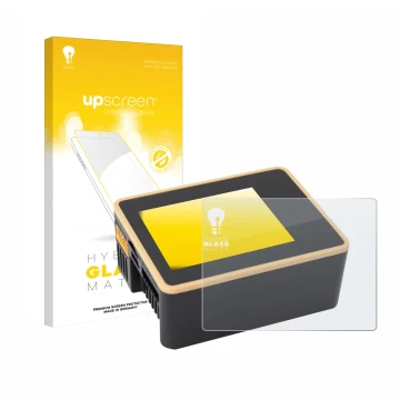 Parte frontale di una confezione del prodotto con il logo del marchio upscreen. Accanto è raffigurato il dispositivo Junsi iCh