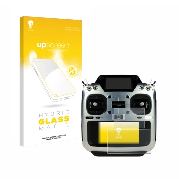 Parte frontale di una confezione del prodotto con il logo del marchio upscreen. Accanto è raffigurato il dispositivo Futaba T2