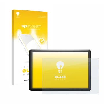 Parte frontale di una confezione del prodotto con il logo del marchio upscreen. Accanto è raffigurato il dispositivo Wacom One