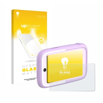 Parte frontale di una confezione del prodotto con il logo del marchio upscreen. Accanto è raffigurato il dispositivo Myfirst C