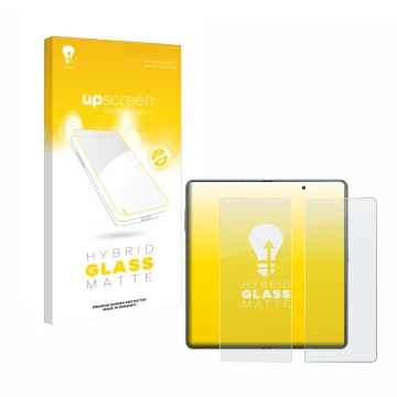 Parte frontale di una confezione del prodotto con il logo del marchio upscreen. Accanto è raffigurato il dispositivo Honor Mag