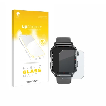 Parte frontale di una confezione del prodotto con il logo del marchio upscreen. Accanto è raffigurato il dispositivo Manike G9