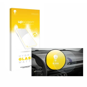 Parte frontale di una confezione del prodotto con il logo del marchio upscreen. Accanto è raffigurato il dispositivo Mini Coop