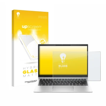 Parte frontale di una confezione del prodotto con il logo del marchio upscreen. Accanto è raffigurato il dispositivo HP EliteB
