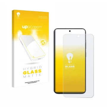 Parte frontale di una confezione del prodotto con il logo del marchio upscreen. Accanto è raffigurato il dispositivo Samsung G