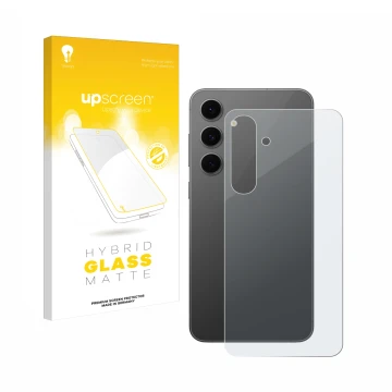 Parte frontale di una confezione del prodotto con il logo del marchio upscreen. Accanto è raffigurato il dispositivo Samsung G