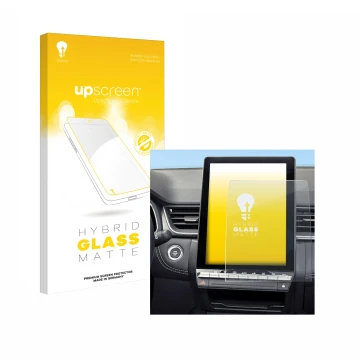 Parte frontale di una confezione del prodotto con il logo del marchio upscreen. Accanto è raffigurato il dispositivo Renault S