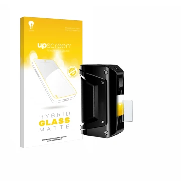 Parte frontale di una confezione del prodotto con il logo del marchio upscreen. Accanto è raffigurato il dispositivo geekvape 