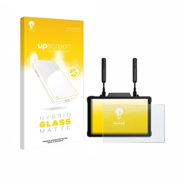 Parte frontale di una confezione del prodotto con il logo del marchio upscreen. Accanto è raffigurato il dispositivo Hollyland