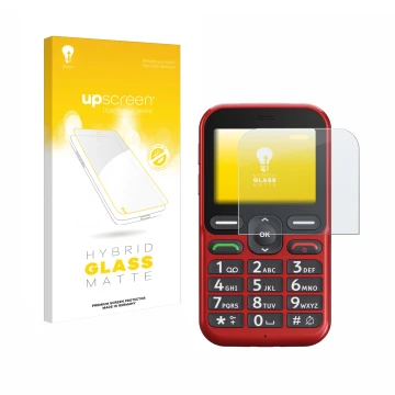 Parte frontale di una confezione del prodotto con il logo del marchio upscreen. Accanto è raffigurato il dispositivo Doro Leva