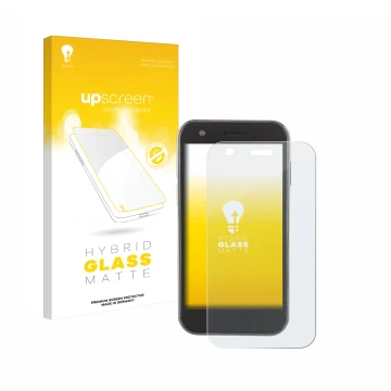 Parte frontale di una confezione del prodotto con il logo del marchio upscreen. Accanto è raffigurato il dispositivo Soyes XS1