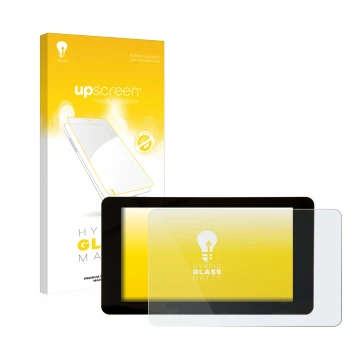 Parte frontale di una confezione del prodotto con il logo del marchio upscreen. Accanto è raffigurato il dispositivo Raspberry