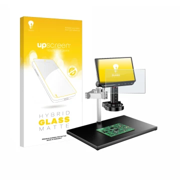 Parte frontale di una confezione del prodotto con il logo del marchio upscreen. Accanto è raffigurato il dispositivo Tomlov TM