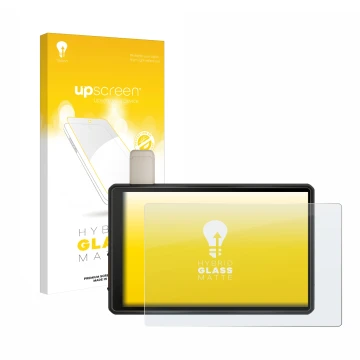 Parte frontale di una confezione del prodotto con il logo del marchio upscreen. Accanto è raffigurato il dispositivo Garmin Tr