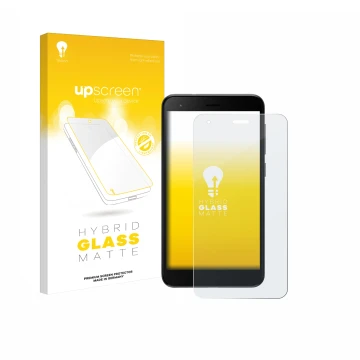 Parte frontale di una confezione del prodotto con il logo del marchio upscreen. Accanto è raffigurato il dispositivo ZTE Blade