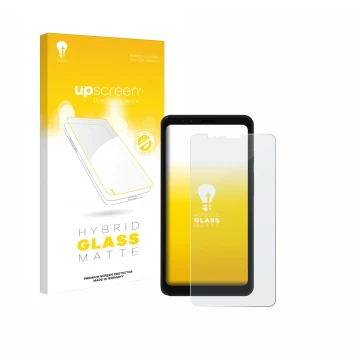 Parte frontale di una confezione del prodotto con il logo del marchio upscreen. Accanto è raffigurato il dispositivo Bigme Hib