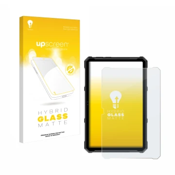 Parte frontale di una confezione del prodotto con il logo del marchio upscreen. Accanto è raffigurato il dispositivo Ulefone A