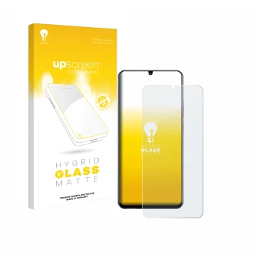 Parte frontale di una confezione del prodotto con il logo del marchio upscreen. Accanto è raffigurato il dispositivo realme No