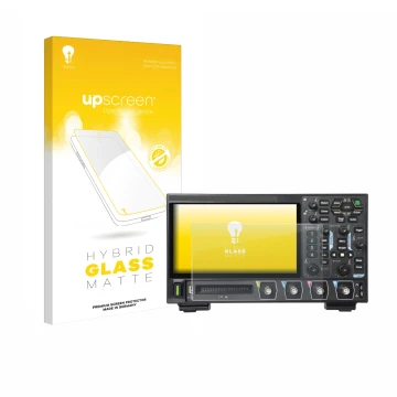 Parte frontale di una confezione del prodotto con il logo del marchio upscreen. Accanto è raffigurato il dispositivo Rigol DHO