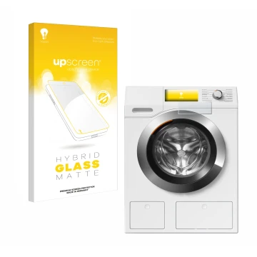 Parte frontale di una confezione del prodotto con il logo del marchio upscreen. Accanto è raffigurato il dispositivo Miele WEH