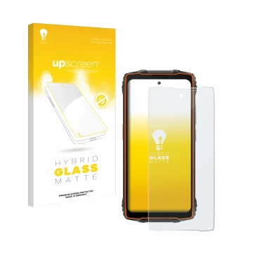 Parte frontale di una confezione del prodotto con il logo del marchio upscreen. Accanto è raffigurato il dispositivo Blackview