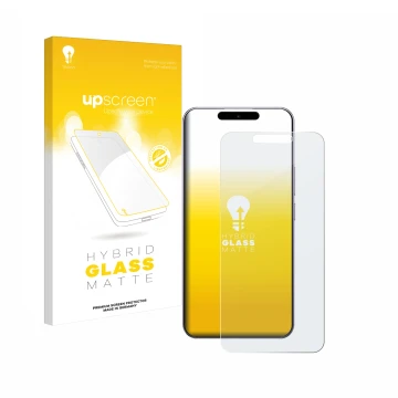 Parte frontale di una confezione del prodotto con il logo del marchio upscreen. Accanto è raffigurato il dispositivo Oukitel P