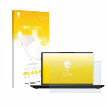 Parte frontale di una confezione del prodotto con il logo del marchio upscreen. Accanto è raffigurato il dispositivo Lenovo Th