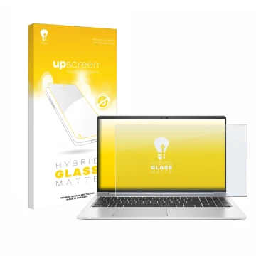 Parte frontale di una confezione del prodotto con il logo del marchio upscreen. Accanto è raffigurato il dispositivo HP EliteB