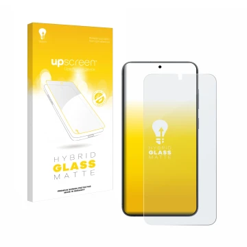 Parte frontale di una confezione del prodotto con il logo del marchio upscreen. Accanto è raffigurato il dispositivo Samsung G