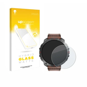 Parte frontale di una confezione del prodotto con il logo del marchio upscreen. Accanto è raffigurato il dispositivo Polar Gri