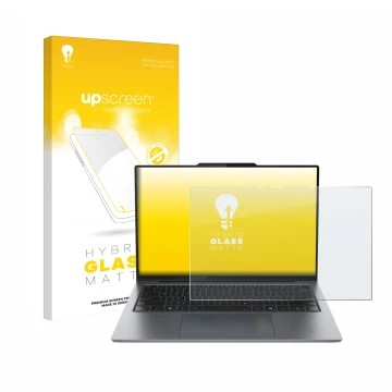 Parte frontale di una confezione del prodotto con il logo del marchio upscreen. Accanto è raffigurato il dispositivo Lenovo Th