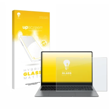 Parte frontale di una confezione del prodotto con il logo del marchio upscreen. Accanto è raffigurato il dispositivo Samsung G