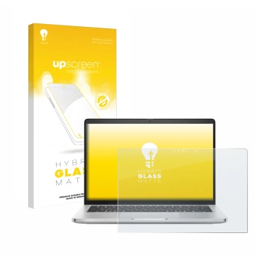 Parte frontale di una confezione del prodotto con il logo del marchio upscreen. Accanto è raffigurato il dispositivo Dell Pro 