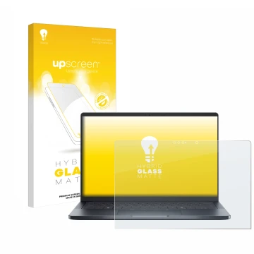 Parte frontale di una confezione del prodotto con il logo del marchio upscreen. Accanto è raffigurato il dispositivo Dell Pro 