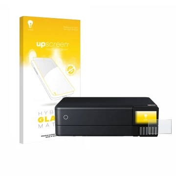 Parte frontale di una confezione del prodotto con il logo del marchio upscreen. Accanto è raffigurato il dispositivo Epson Eco