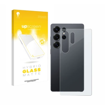 Parte frontale di una confezione del prodotto con il logo del marchio upscreen. Accanto è raffigurato il dispositivo Samsung G