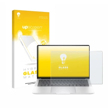 Parte frontale di una confezione del prodotto con il logo del marchio upscreen. Accanto è raffigurato il dispositivo HP EliteB