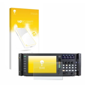 Parte frontale di una confezione del prodotto con il logo del marchio upscreen. Accanto è raffigurato il dispositivo Behringer