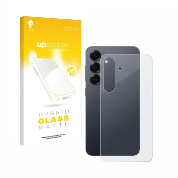 Parte frontale di una confezione del prodotto con il logo del marchio upscreen. Accanto è raffigurato il dispositivo Samsung G
