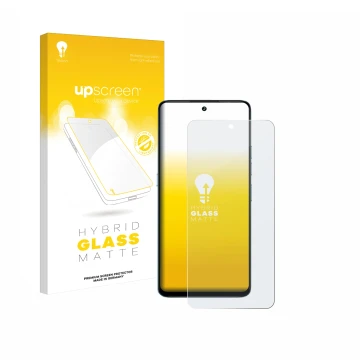 Parte frontale di una confezione del prodotto con il logo del marchio upscreen. Accanto è raffigurato il dispositivo Umidigi N
