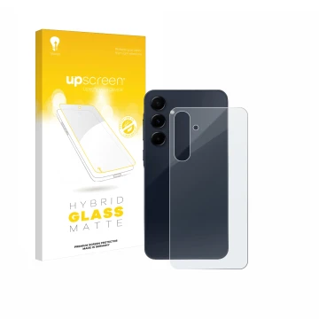 Parte frontale di una confezione del prodotto con il logo del marchio upscreen. Accanto è raffigurato il dispositivo Samsung G